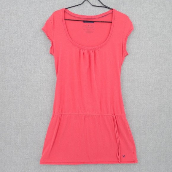 American Eagle Dress Womens Large Red Short Sleeve A-Line Midi Scoop Neck - Picture 1 of 8
